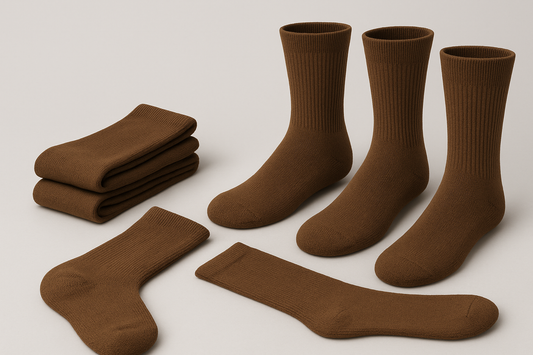 multiple brown diabetic crew socks all the same color