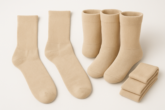 multiple tan diabetic crew socks