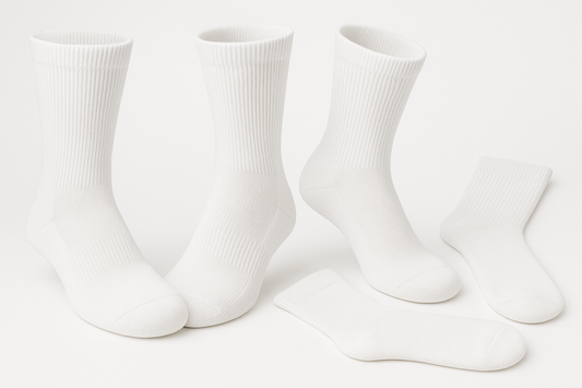 multiple white diabetic crew socks