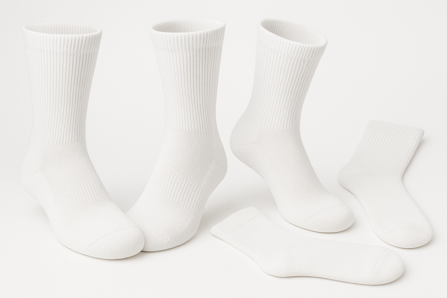 multiple white diabetic crew socks